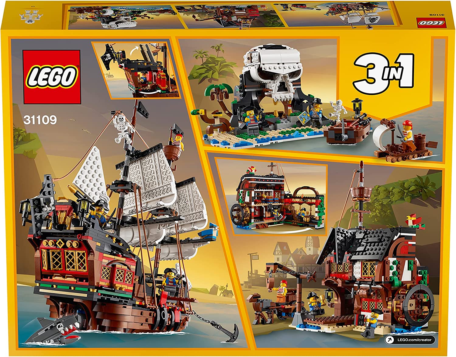 Lego 31109 Creator 3 in 1 - Galeone dei Pirati 1264 pz - Oggetti Fantastici