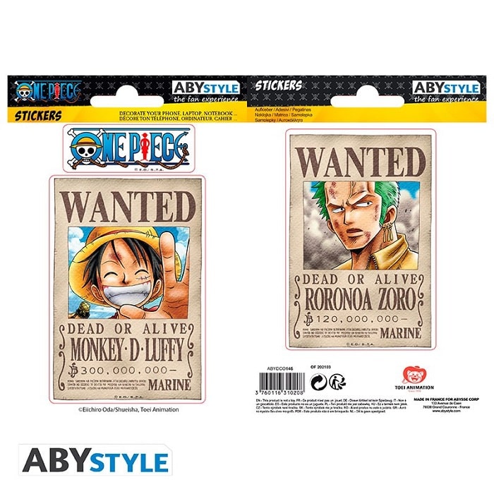 One Piece Wanted Luffy e Zoro - set stickers adesivi - Abystyle